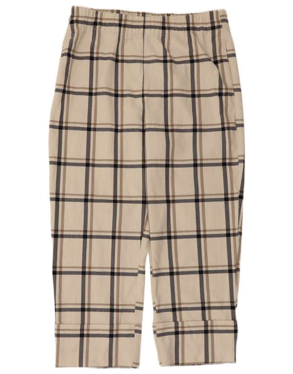 Zara Mujer Pantalón Cropped XL W32 L24 Cuadros Blanco Poliéster