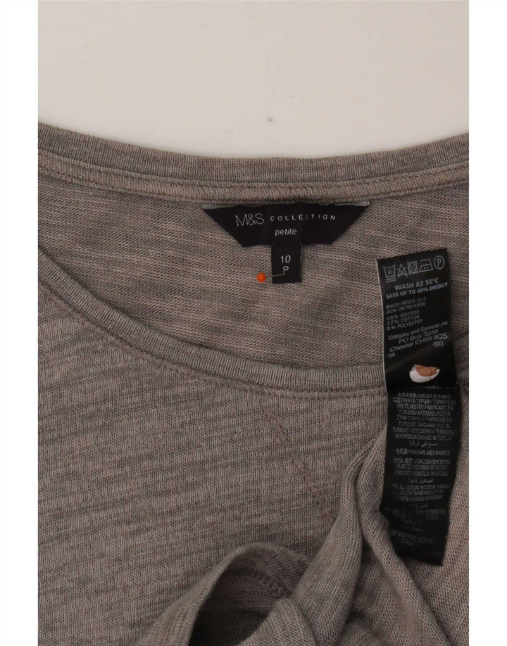 Marks & Spencer Top para mujer manga 3/4 UK 10 Viscosa moteada gris pequeña