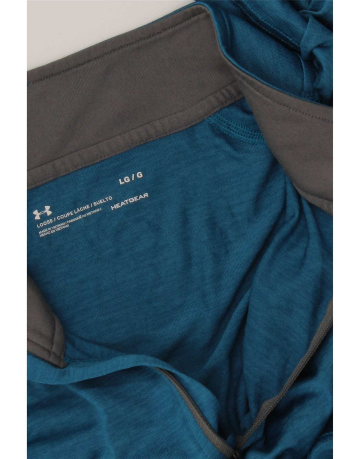 Under Armour Hombre Heat Gear Zip Neck Jersey Chándal Top Grande Azul
