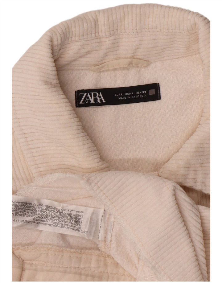 ZARA Chaqueta de pana extragrande para mujer Reino Unido 46 Grande Algodón blanco roto