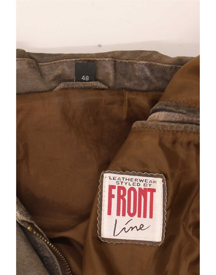 Chaqueta de cuero para hombre Front Line IT 48 Caqui mediano