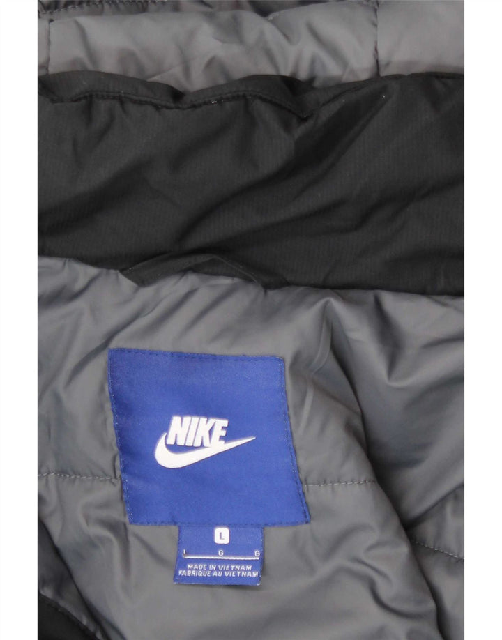 Nike - Chaqueta acolchada con capucha para hombre, talla 40, poliéster negro grande