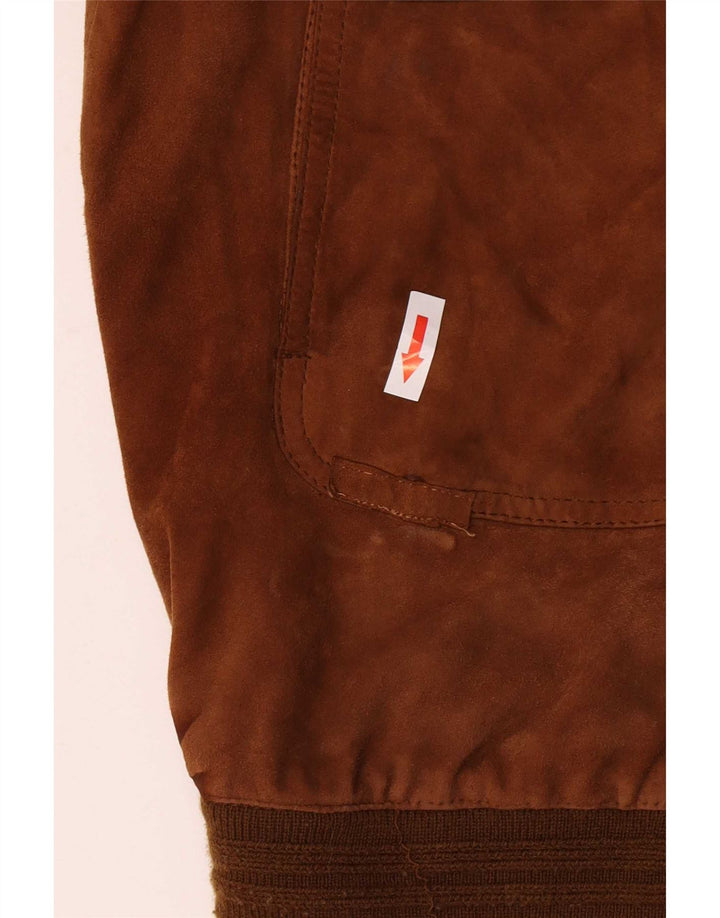 Vintage hombres ante bomber chaqueta IT 62 5XL cuero beige