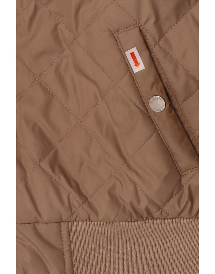 HOLLISTER Chaqueta acolchada con capucha para mujer UK 10 Small Beige Poliéster