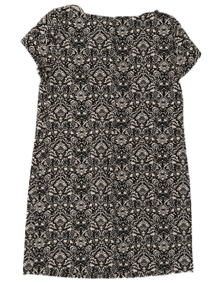 Zara Vestido recto para mujer UK 10 Small Poliéster floral negro