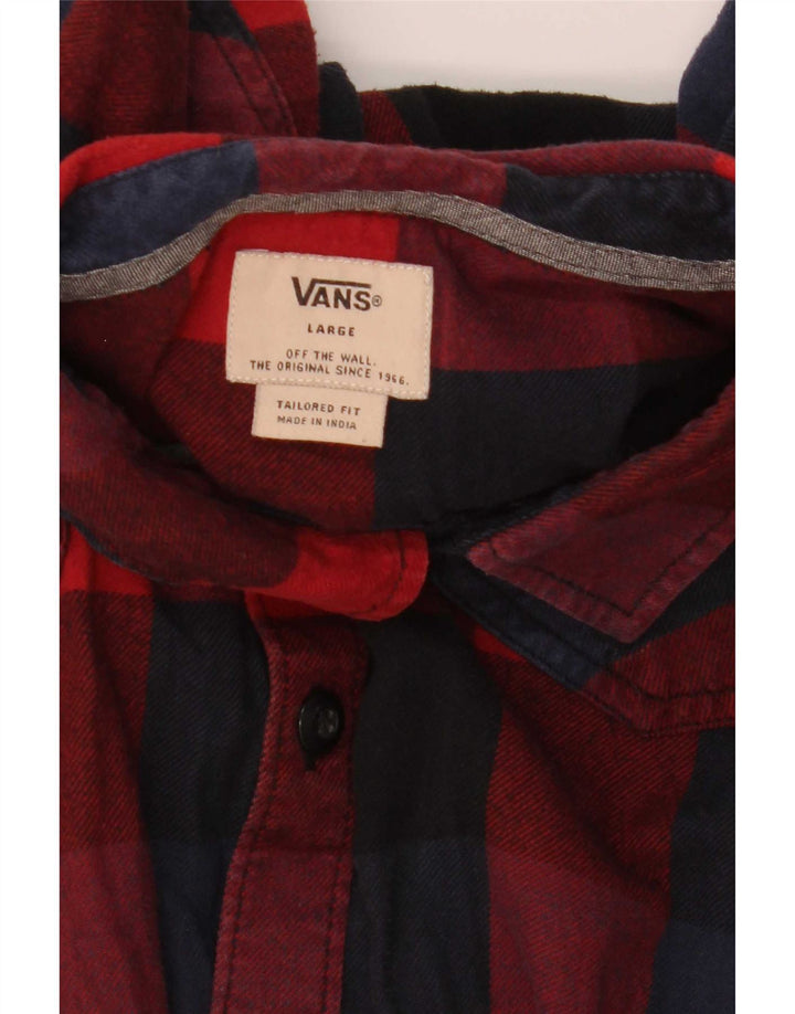 Vans Camisa de franela con corte entallado y corte entallado a cuadros rojos grandes | Hombre