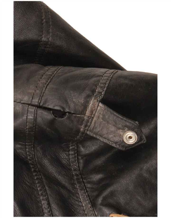 Chaqueta de cuero vintage para hombre Reino Unido 42 XL cuero negro