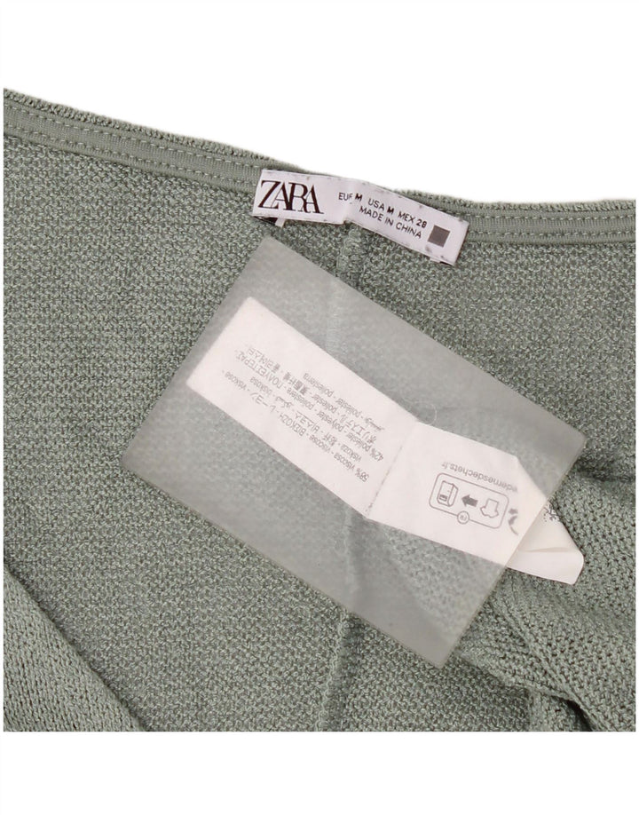 Zara Mujer Crop Top Corto De Punto Extragrande UK 44 Viscosa Verde Medio