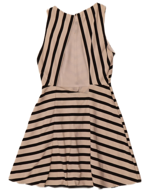 Zara Vestido Trafaluc Sin Mangas Acampanado para Mujer UK 40 Mediano Rayas Blancas