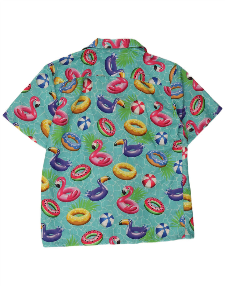 Ropa Camisa de manga corta con estampado abstracto para hombre Poliéster turquesa grande