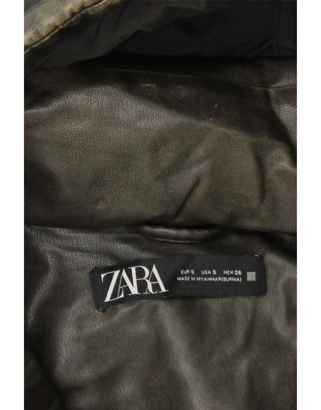 ZARA Chaqueta Acolchada Corta Con Capucha De Gran Tamaño Para Mujer UK 10 Small Khaki