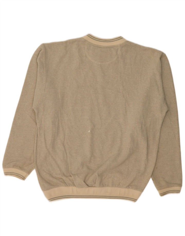 Vintage hombres sudadera jumper grande algodón beige
