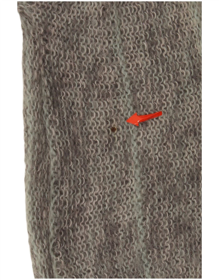 Vintage mujer Cardigan suéter Reino Unido 18 XL gris rayas