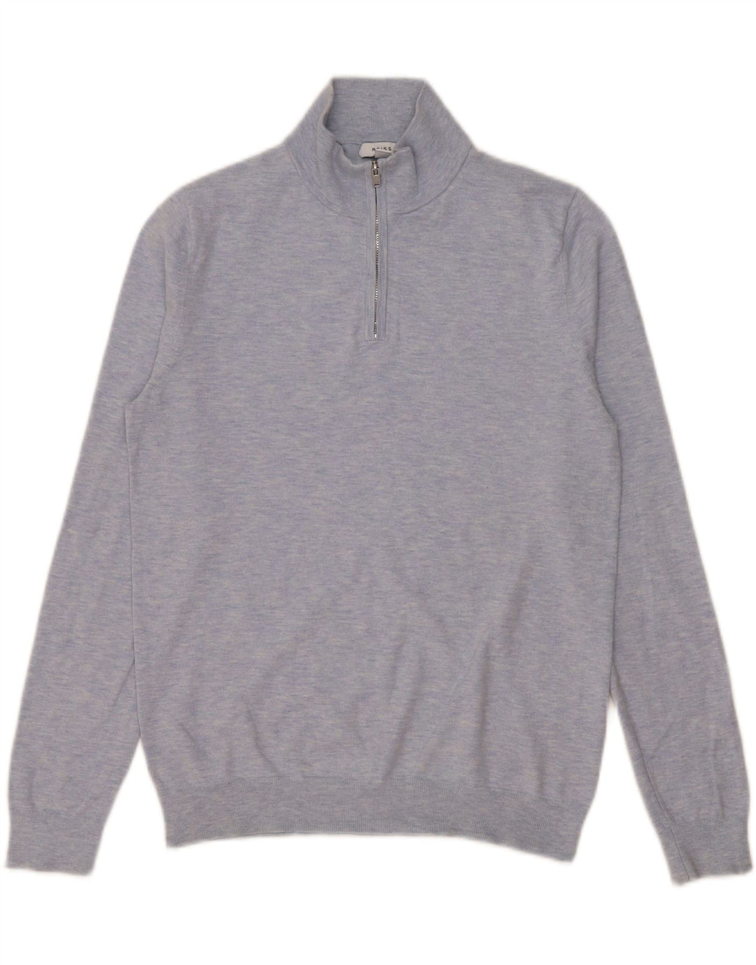 Jersey Reiss Hombre con cuello con cremallera y cuello redondo de algodón azul pequeño
