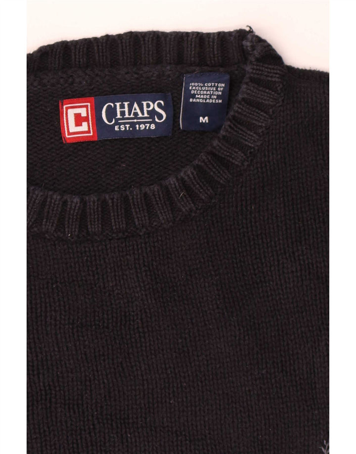 Chaps Hombre Cuello Redondo Jersey Suéter Medio Algodón Negro
