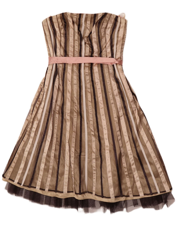 Vestido sin tirantes para mujer Debut UK 42 Medium Beige Nylon a rayas