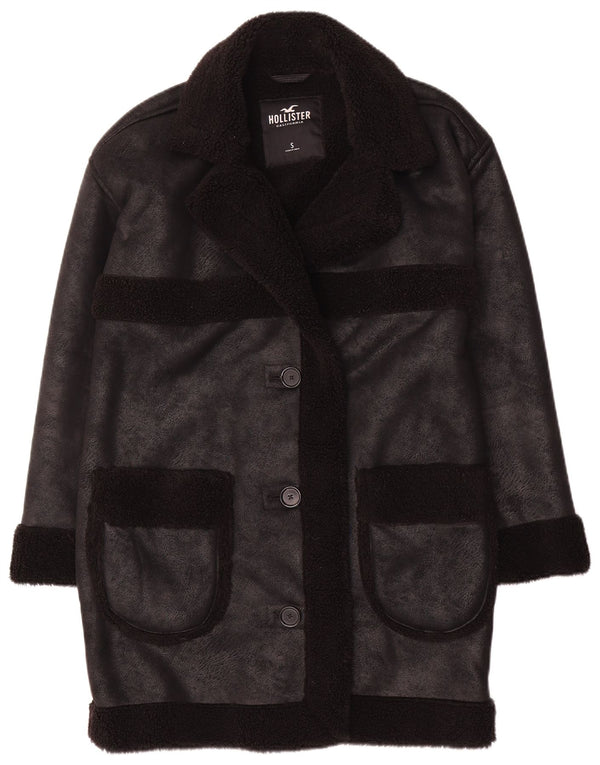 Hollister Abrigo Sherpa Extragrande para Mujer Reino Unido 10 Pequeño Poliéster Negro
