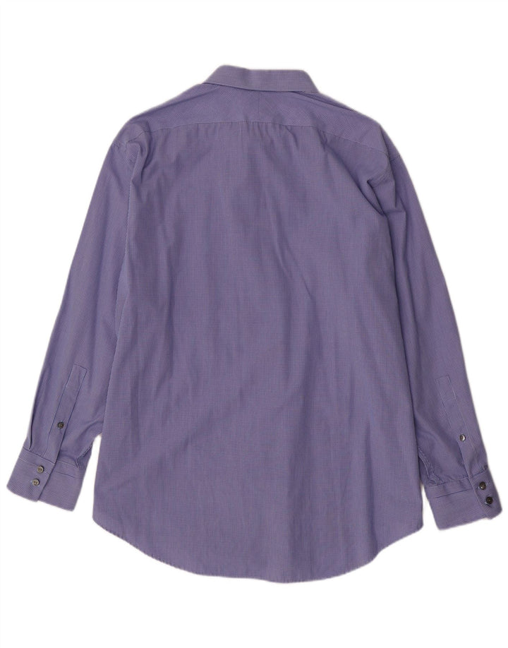 CALVIN KLEIN Camisa ajustada para hombre Talla 17 1/2 XL Algodón a cuadros azul