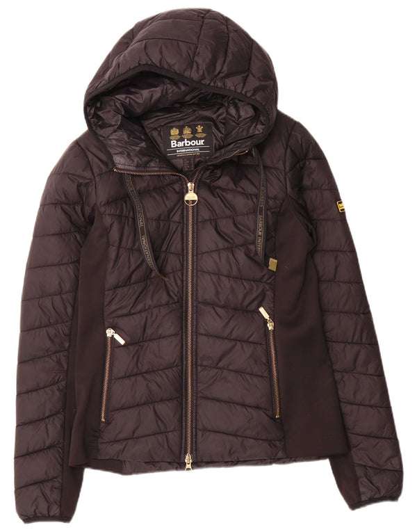 Barbour Chaqueta Acolchada Con Capucha Para Mujer UK 10 Small Poliamida Negra