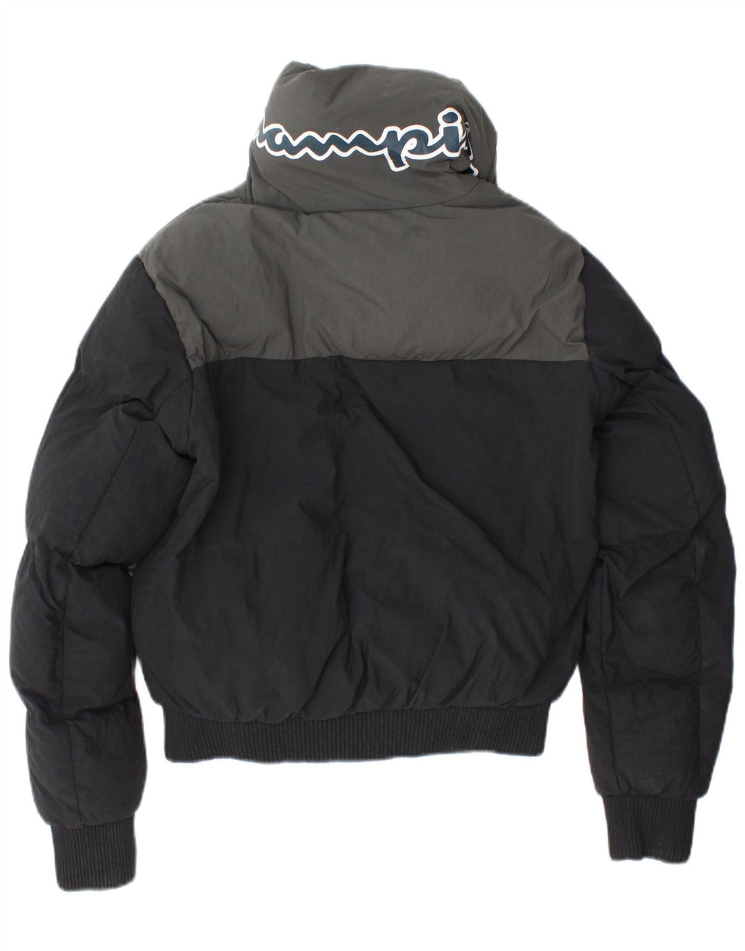 CHAMPION Chaqueta acolchada con gráfico de corte holgado para mujer UK 6 XS Bloque de color negro