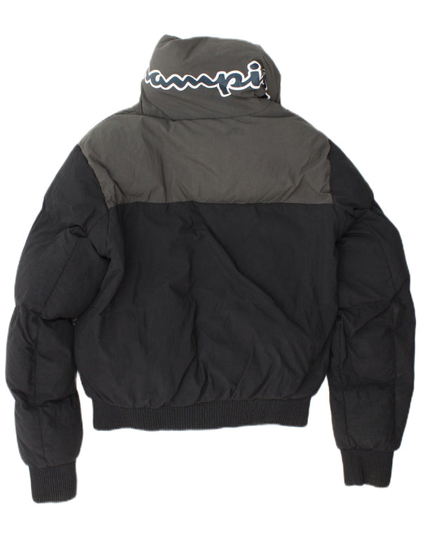 CHAMPION Chaqueta acolchada con gráfico de corte holgado para mujer UK 6 XS Bloque de color negro