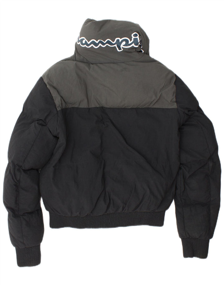 CHAMPION Chaqueta acolchada con gráfico de corte holgado para mujer UK 6 XS Bloque de color negro