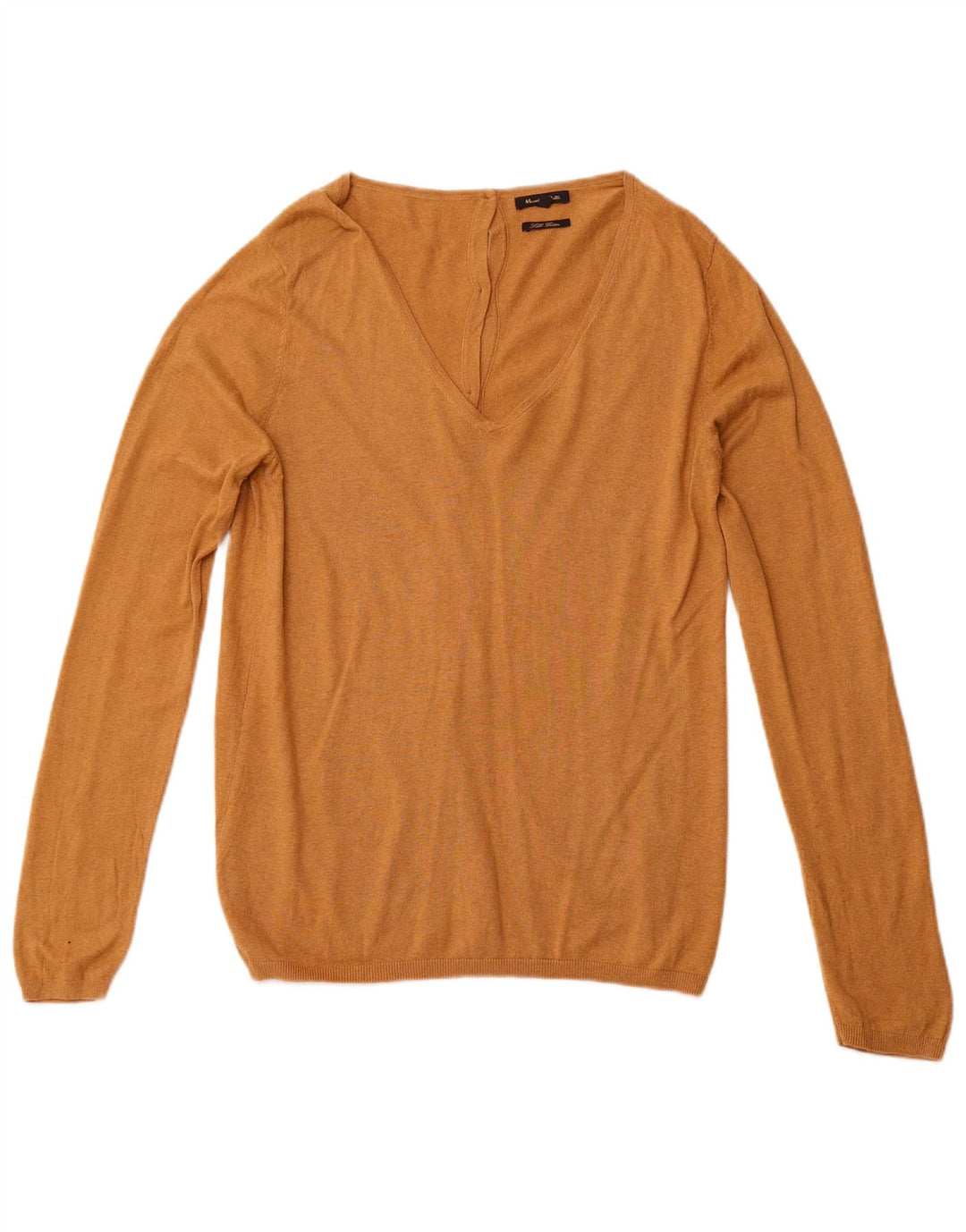 MASSIMO DUTTI Jersey con cuello en V para mujer UK 44 Grande Algodón marrón