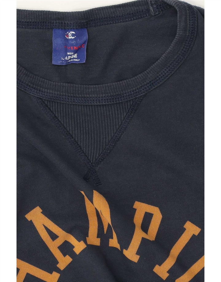 Champion Top gráfico de manga larga para hombre, talla grande, azul marino
