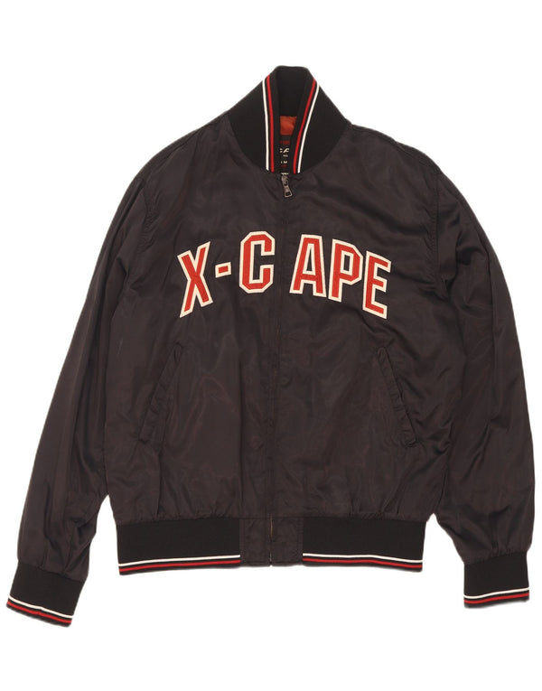 X-Cape Mens Graphic Bomber Jacket UK 40 Large Black Colourblock Polyamide