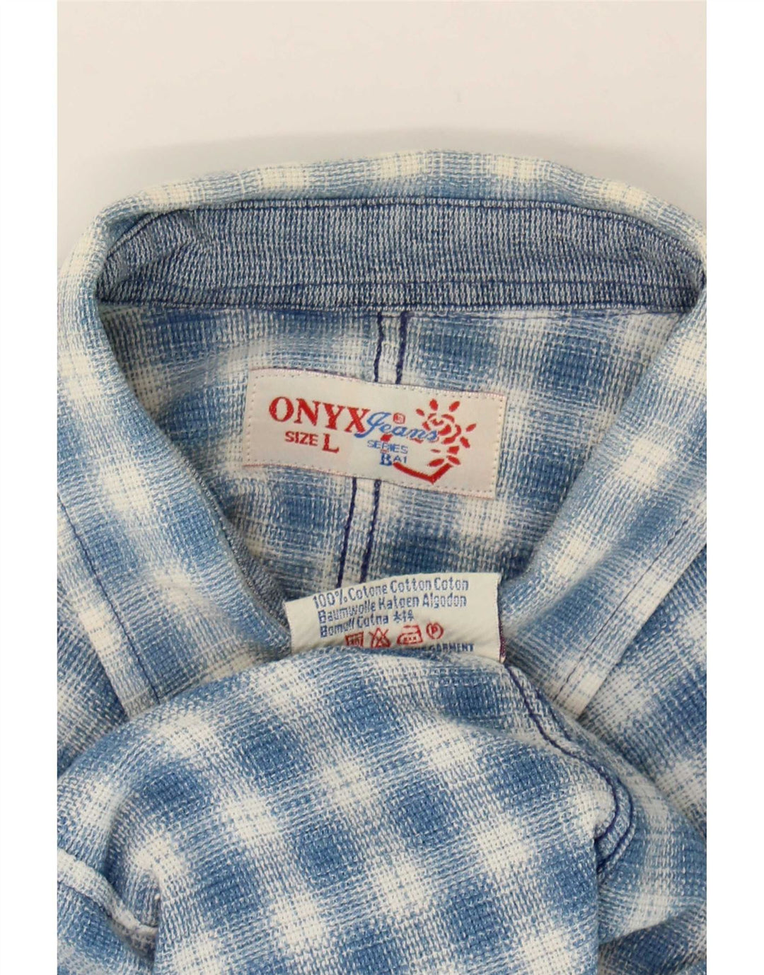 Camisa de franela para mujer Onyx UK 44 Algodón a cuadros azul grande