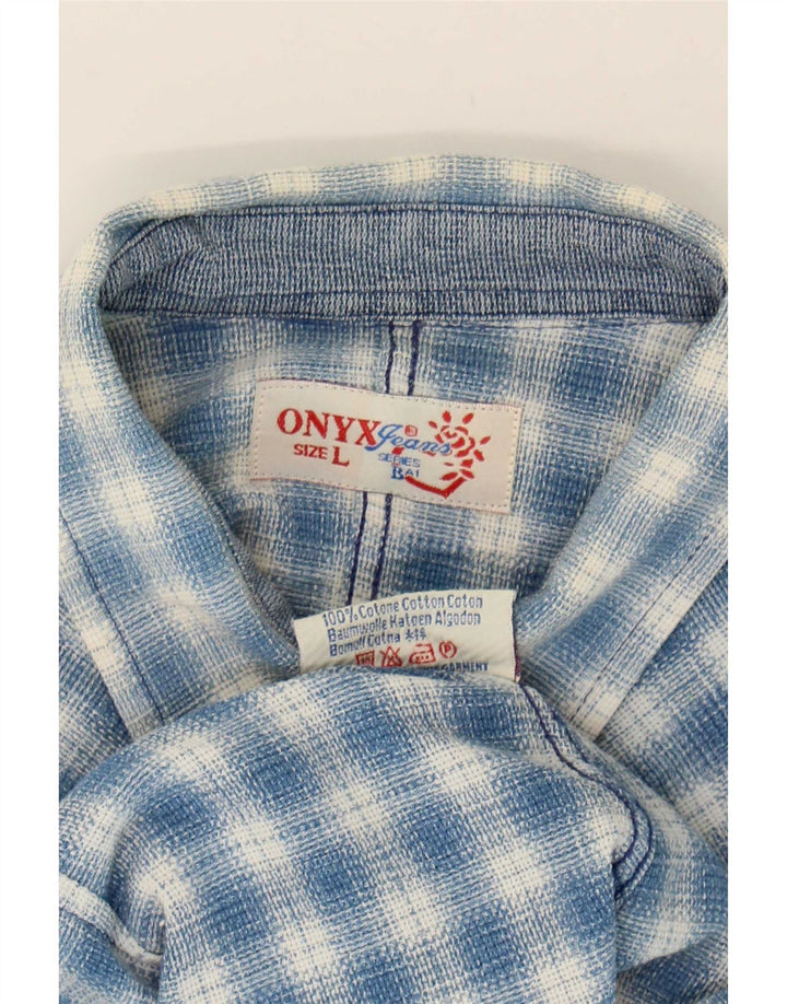Camisa de franela para mujer Onyx UK 44 Algodón a cuadros azul grande