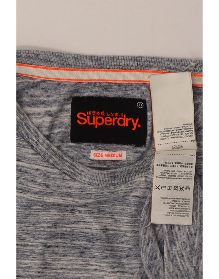 SUPERDRY Hombre Camiseta Top Algodón Moteado Azul Medio