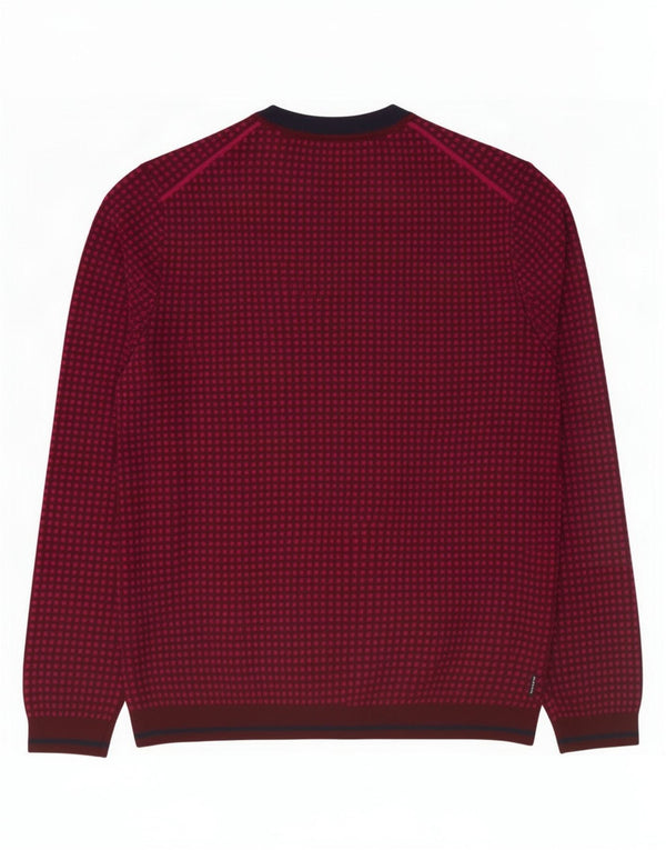 Ted Baker - Jersey de cuello redondo para hombre, talla 4, grande, lana manchada de color burdeos