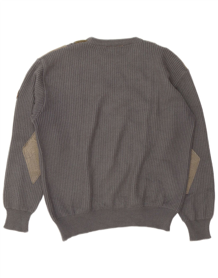 Andrea Celli Jersey De Cuello Redondo Para Hombre De Lana Gris Grande Con Bloques De Color