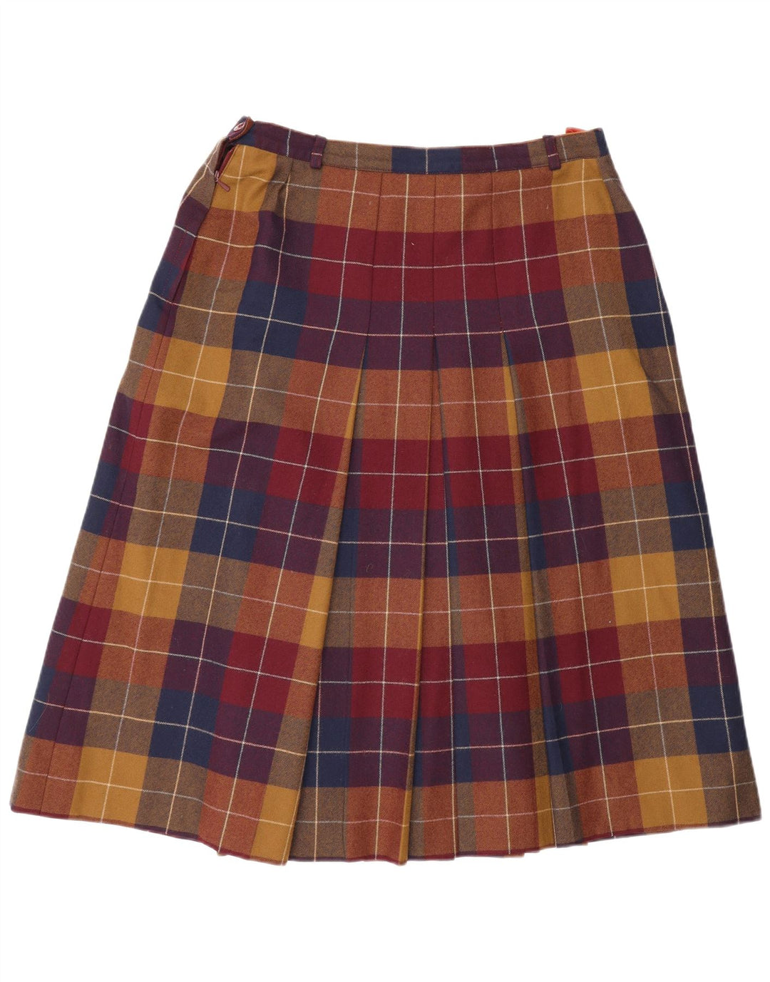 Escada Falda Plisada Acampanada W30 Mediana De Lana A Cuadros Multicolor