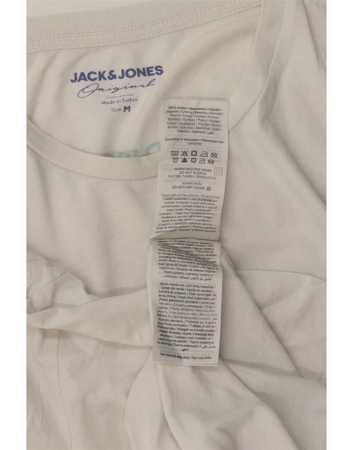 Jack & Jones Hombre Camiseta Gráfica Top Medium Blanco Algodón
