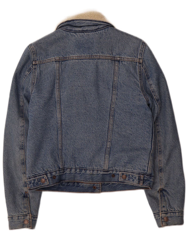 LEVI'S Chaqueta vaquera Sherpa para mujer UK 6 XS Algodón azul