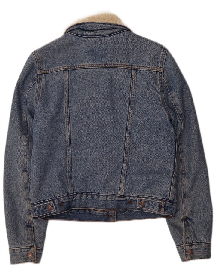 LEVI'S Chaqueta vaquera Sherpa para mujer UK 6 XS Algodón azul