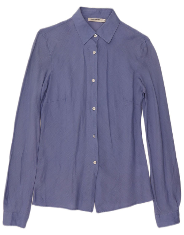 Alberto Aspesi Camisa Holgada Mujer IT 44 Lino Azul Medio