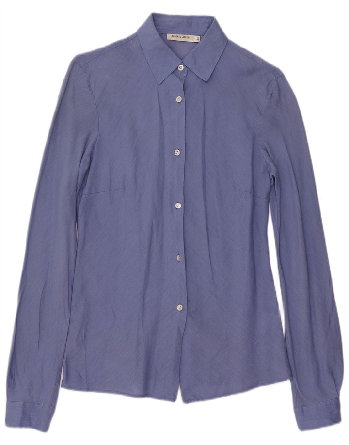 Alberto Aspesi Camisa Holgada Mujer IT 44 Lino Azul Medio