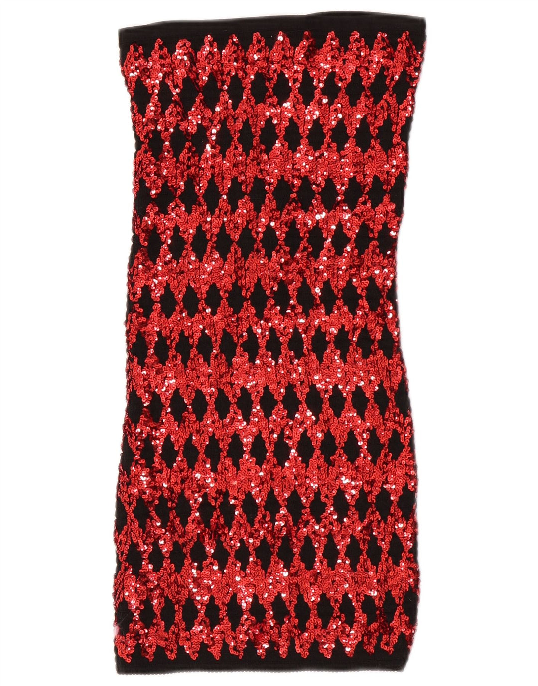 Vintage mujer mini vestido sin tirantes Reino Unido 4 XS rojo Argyle/Diamond poliéster