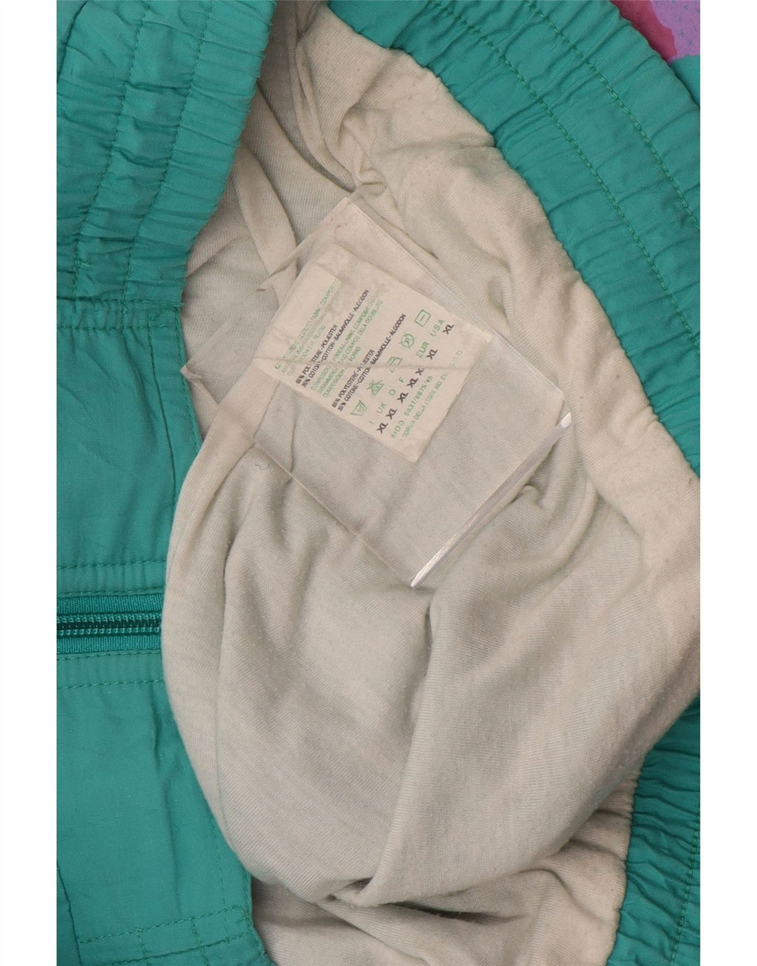 VINTAGE Chaqueta superior de chándal para hombre XL Turquesa Colorblock Poliéster