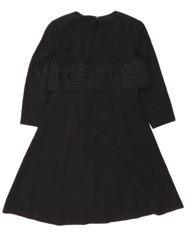 Bagatelle Vestido acampanado de manga 3/4 para mujer IT 46 Large Black Paisley