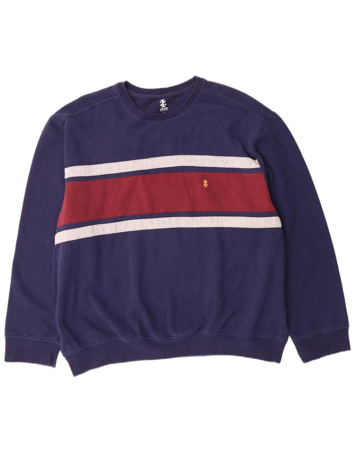 Izod Hombre Sudadera Jumper 2XL Azul Marino Rayas Algodón