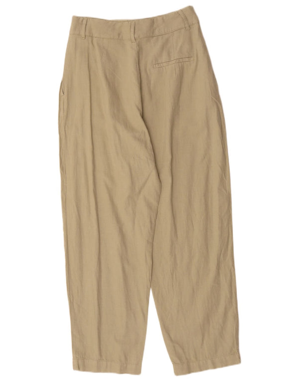 Zara Mujer Pantalones Casuales De Cintura Alta Pegged Mediano W28 L27 Caqui