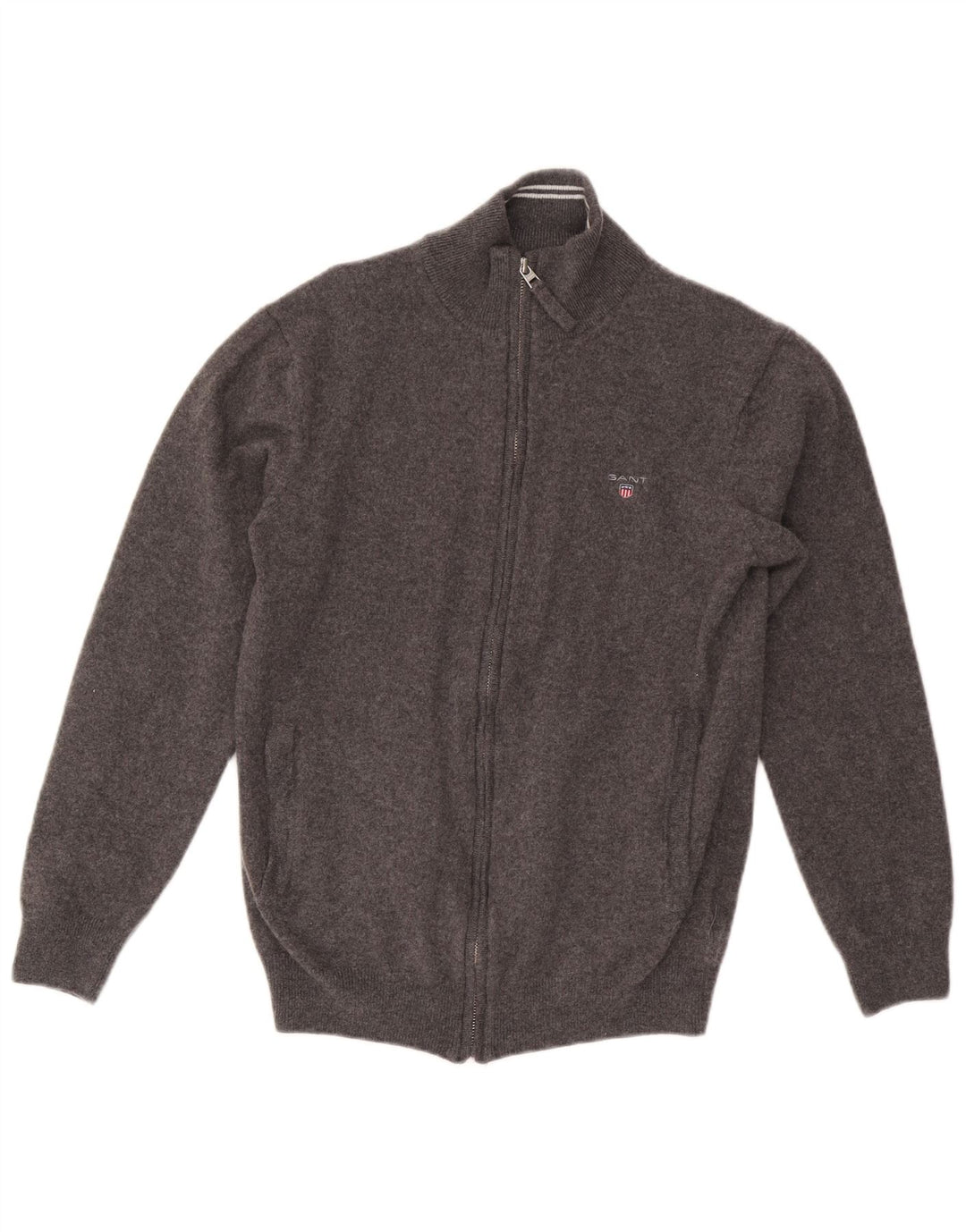 Gant Suéter tipo cárdigan para hombre de lana gris grande