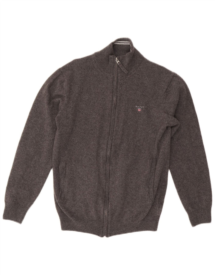 Gant Suéter tipo cárdigan para hombre de lana gris grande