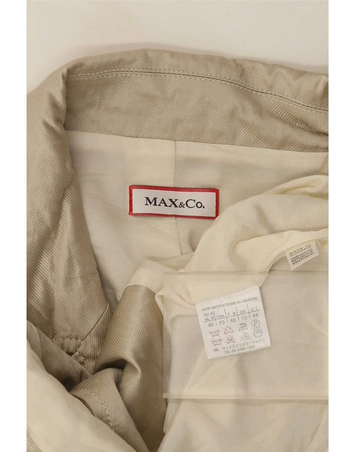 Max & Co. Chaqueta tipo blazer corta con 2 botones para mujer, talla 40, color beige medio