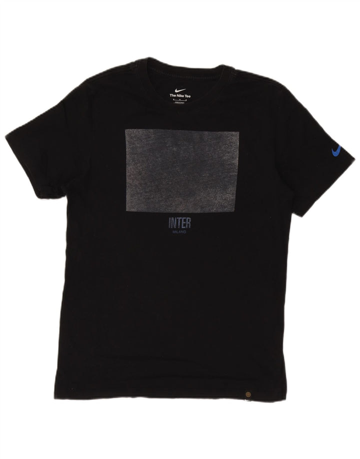 NIKE Mens Inter Milan Graphic T-Shirt Top Medium Black Cotton
