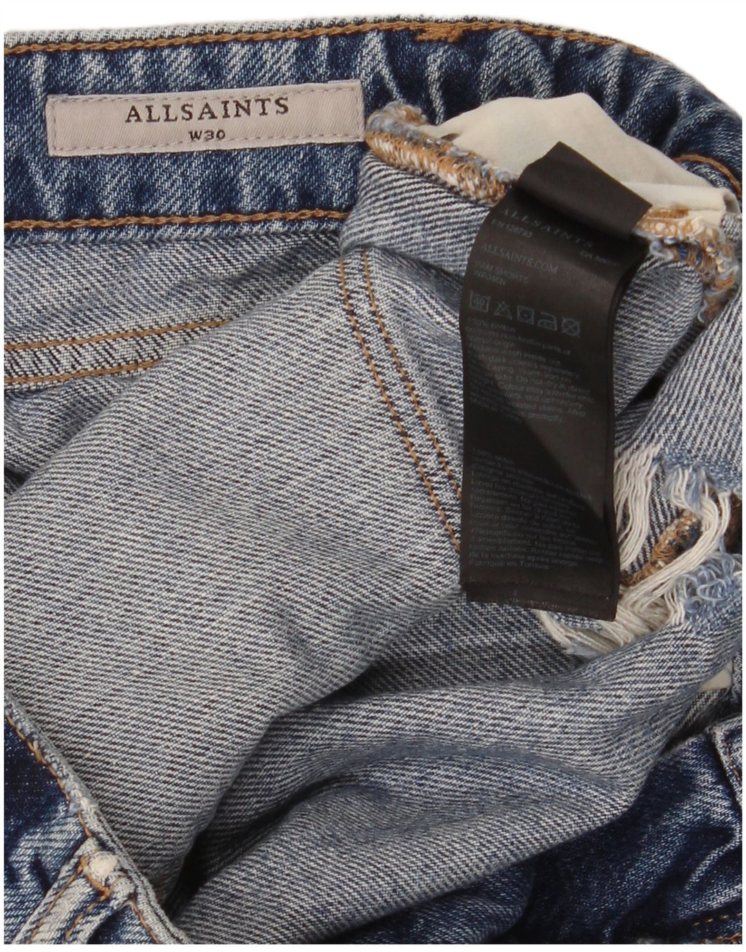 Pantalones Cortos De Mezclilla Desgastados Mujer All Saints W30 Algodón Azul Medio